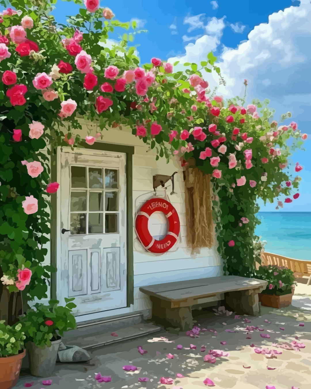 Coastal Cottage Paint by Numbers for Adults by Paintarthub