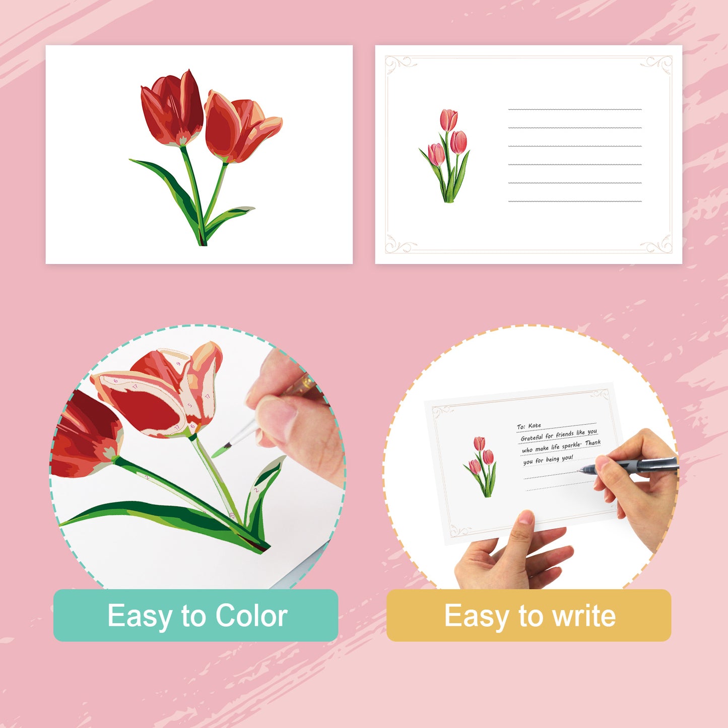 Floral Paint by Numbers Postcard Kit – Set of 5 Cards