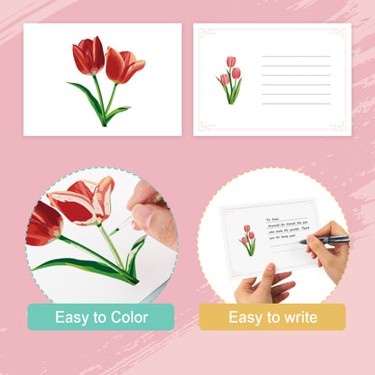 Floral Paint by Numbers Postcard Kit – Set of 5 Cards