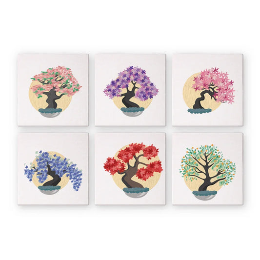 Mini Paint by Numbers 6 Pieces - Bonsai Tree Free Shipping - Paintarthub