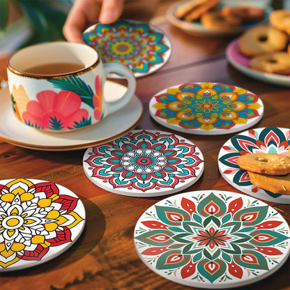 Paint by Numbers Coasters 6 Pieces - Mandala Pattern Free Shipping - Paintarthub