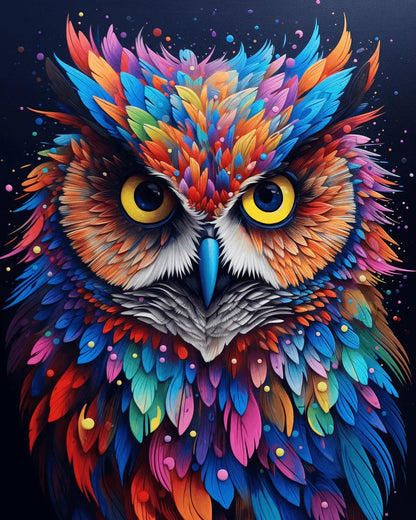 A Colorful Owl Paint by Numbers for Adults by Paintarthub
