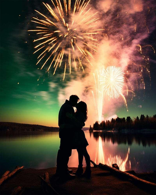 A Kiss Under The Fireworks for Adults by Paintarthub