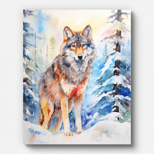 A Lonely Wolf Paint by Numbers for Adults by Paintarthub - Finished Wall Art