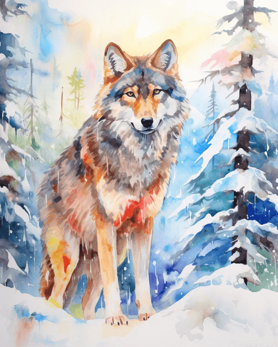 A Lonely Wolf Paint by Numbers for Adults by Paintarthub
