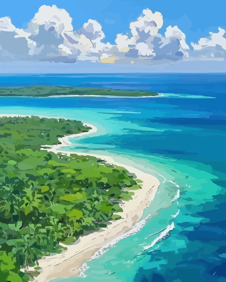 Aerial Coastal View Paint by Numbers for Adults by Paintarthub