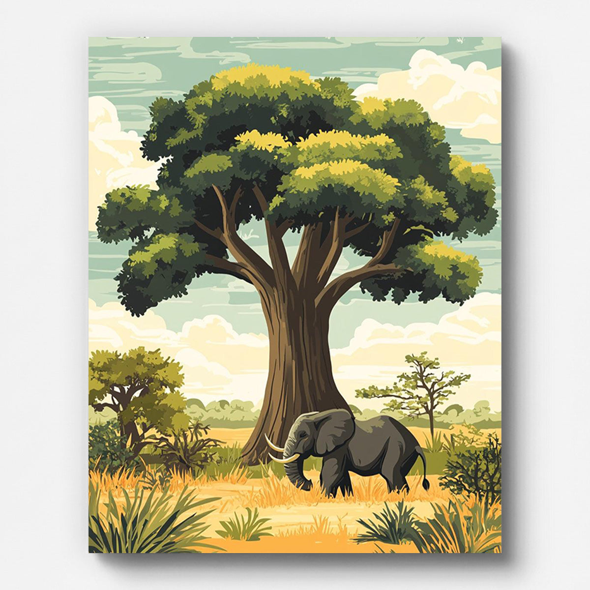 African Elephant Paint by Numbers for Adults by Paintarthub - Finished Wall Art