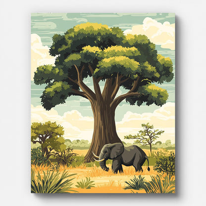 African Elephant Paint by Numbers for Adults by Paintarthub - Finished Wall Art