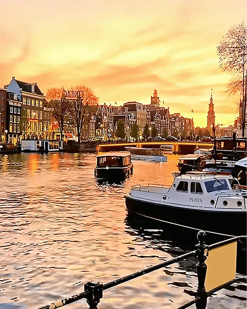Amsterdam Riverside Paint by Numbers for Adults by Paintarthub