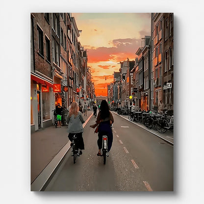 Amsterdam Streets Paint by Numbers for Adults by Paintarthub - Finished Wall Art