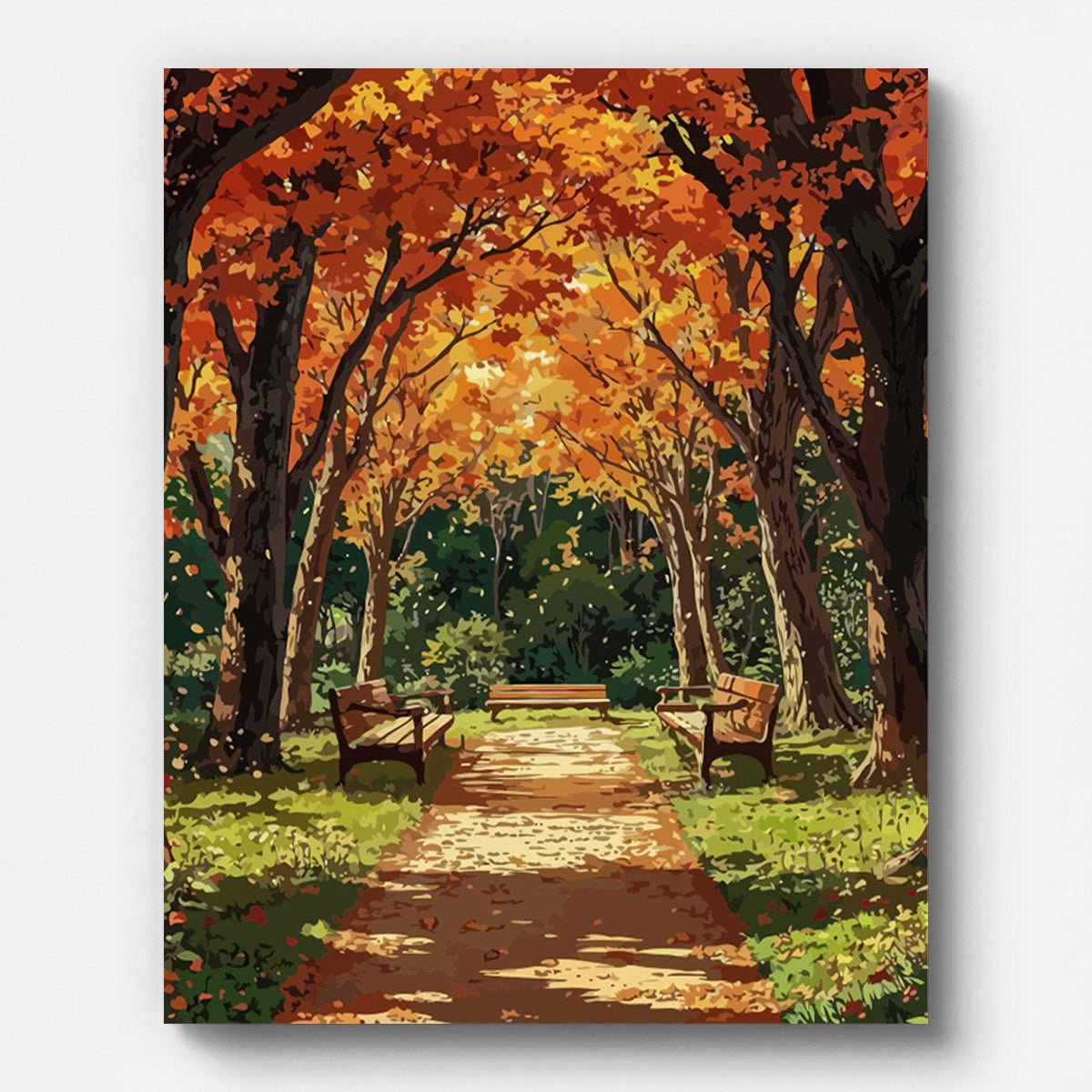 Autumn Park Lane Paint by Numbers for Adults by Paintarthub - Finished Wall Art