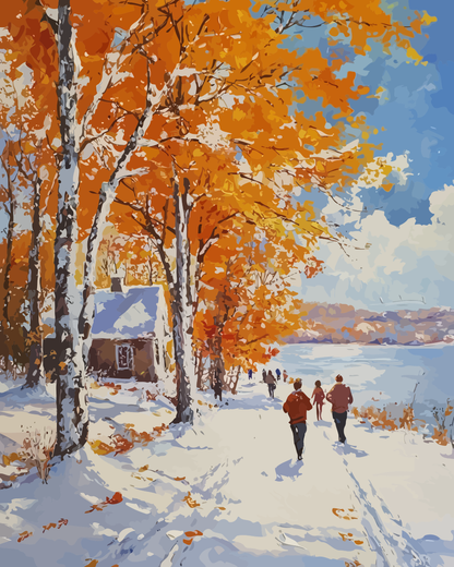 Autumn Winter Countryside Paint by Numbers for Adults by Paintarthub