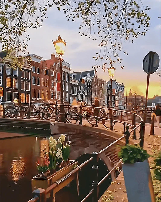 Autumn in Amsterdam Paint by Numbers for Adults by Paintarthub