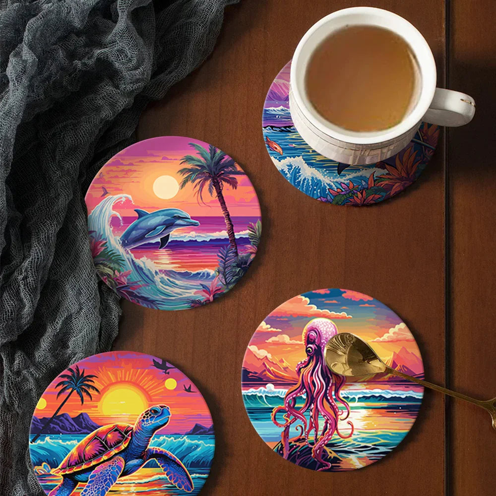 Paint by Numbers Coasters 6 Pieces - Ocean Life Free Shipping - Paintarthub