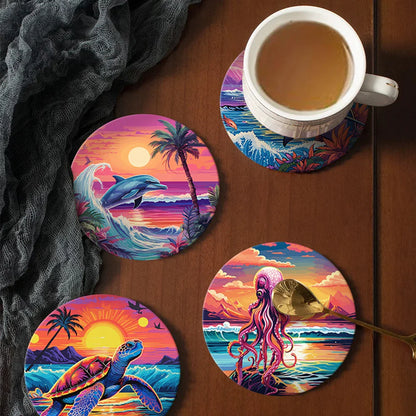 Paint by Numbers Coasters 6 Pieces - Ocean Life Free Shipping - Paintarthub
