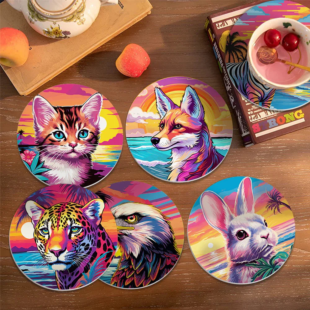 Paint by Numbers Coasters 6 Pieces - Tropical Animal Free Shipping - Paintarthub