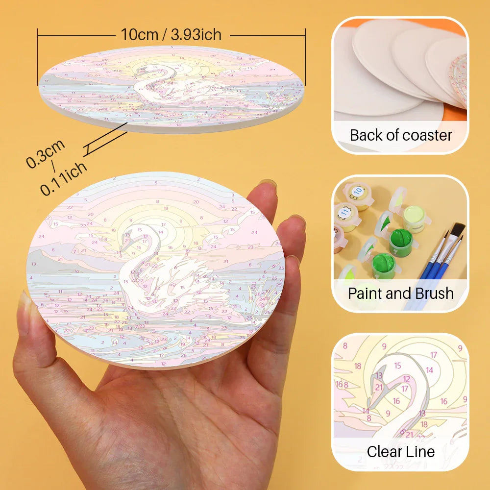 Paint by Numbers Coasters 6 Pieces - Ocean Life Free Shipping - Paintarthub