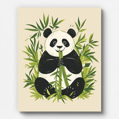 Bamboo Panda Paint by Numbers for Adults by Paintarthub - Finished Wall Art