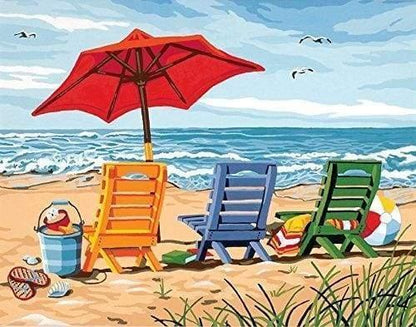 Beach Chairs Paint by Numbers for Adults by Paintarthub