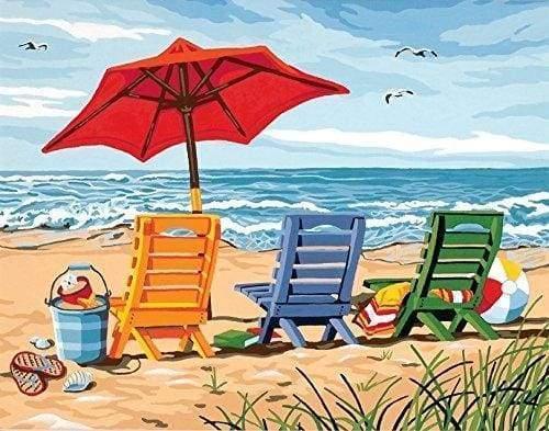 Beach Chairs Paint by Numbers for Adults by Paintarthub