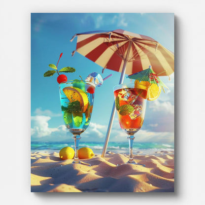 Beach Cocktails Paint by Numbers for Adults by Paintarthub - Finished Wall Art