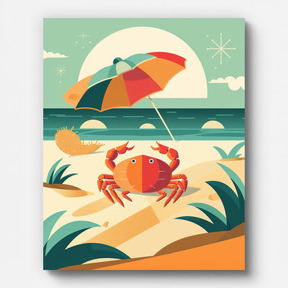 Beach Crab Paint by Numbers for Adults by Paintarthub - Finished Wall Art