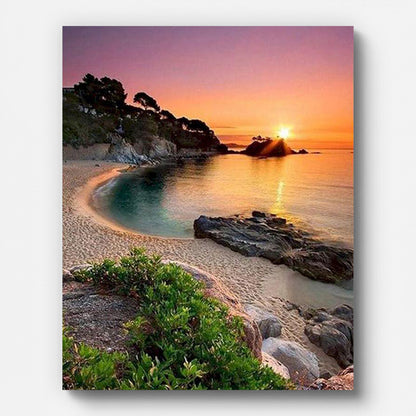 Beach at Dusk Paint by Numbers for Adults by Paintarthub - Finished Wall Art