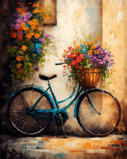Bicycle and Flowers Paint by Numbers for Adults by Paintarthub