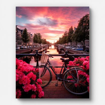 Bicycle on The Bridge Paint by Numbers for Adults by Paintarthub - Finished Wall Art