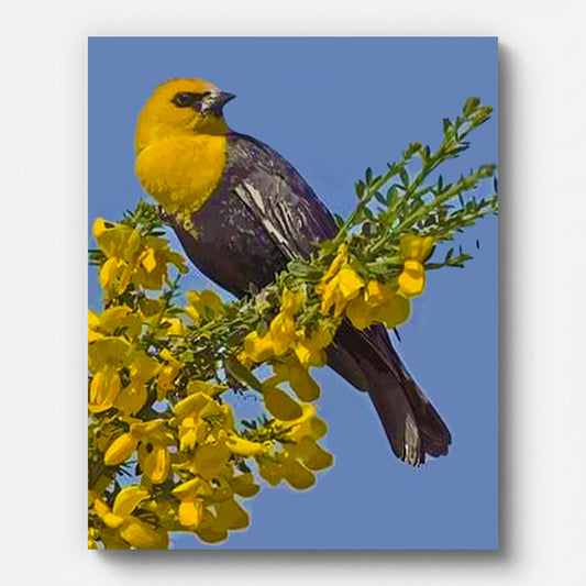 Bird on a Flower Branch Paint by Numbers for Adults by Paintarthub - Finished Wall Art