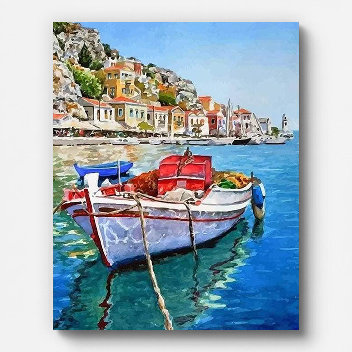 Boat Moored at Port Paint by Numbers for Adults by Paintarthub - Finished Wall Art