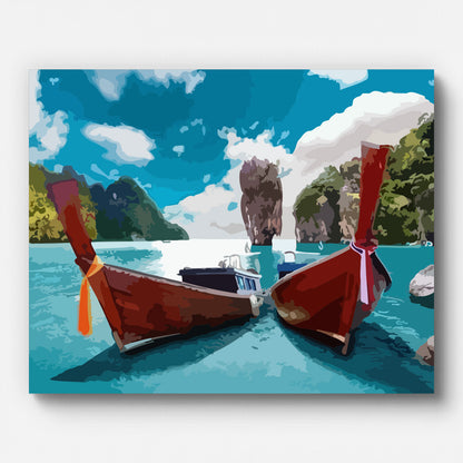 Boat in Phuket Paint by Numbers for Adults by Paintarthub - Finished Wall Art