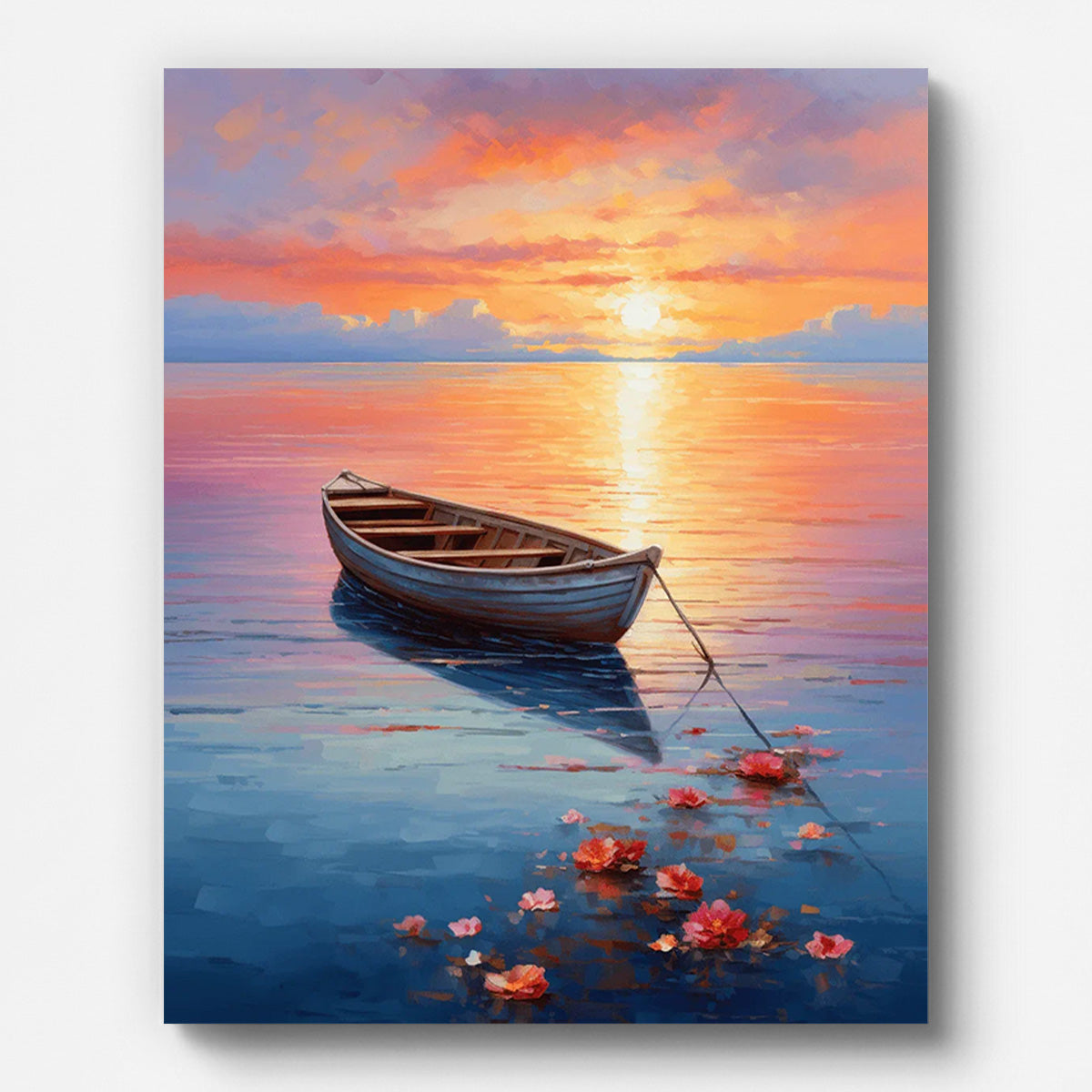 Boat on the Lake Paint by Numbers for Adults by Paintarthub - Finished Wall Art