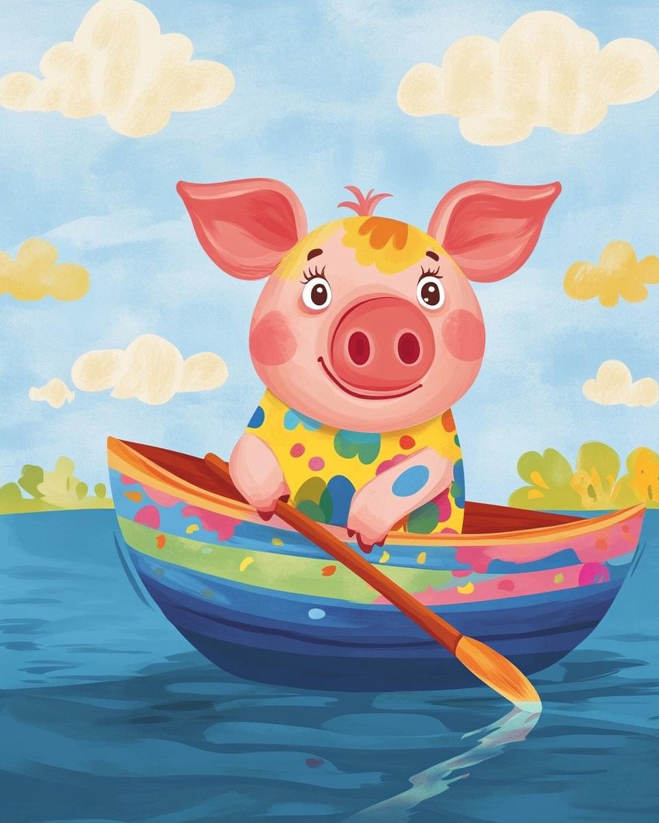 Boating Pig Paint by Numbers for Adults by Paintarthub