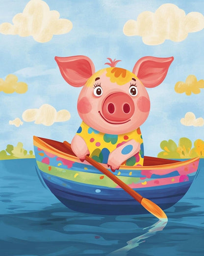 Boating Pig Paint by Numbers for Adults by Paintarthub
