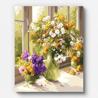 Bouquet by the Window Paint by Numbers for Adults by Paintarthub - Finished Wall Art