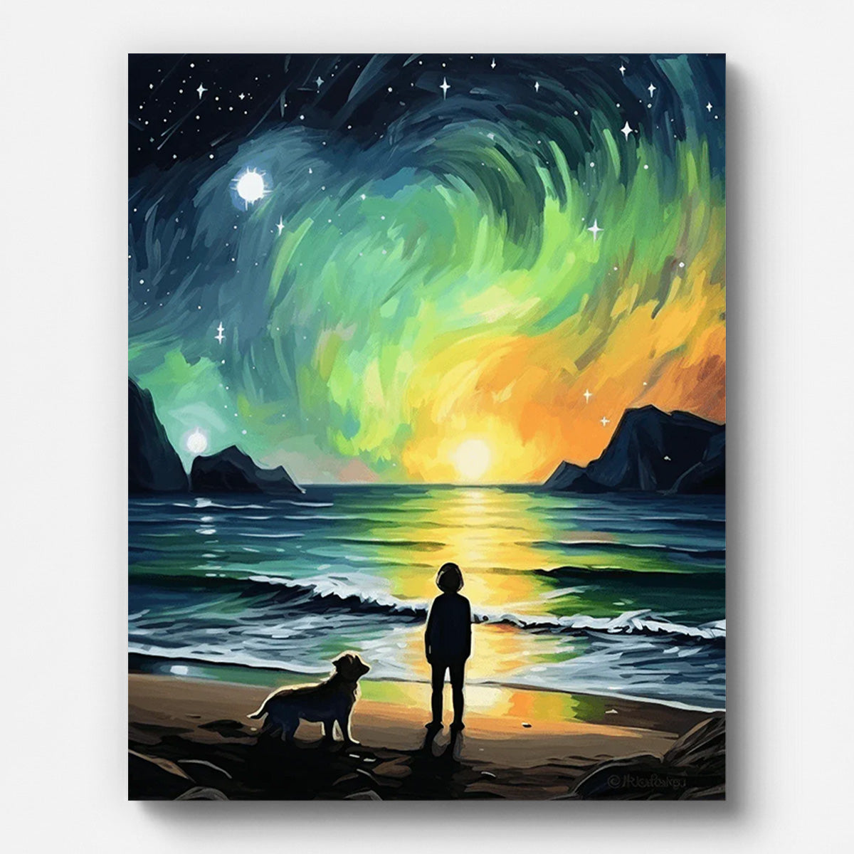 Boy by Seaside Paint by Numbers for Adults by Paintarthub - Finished Wall Art