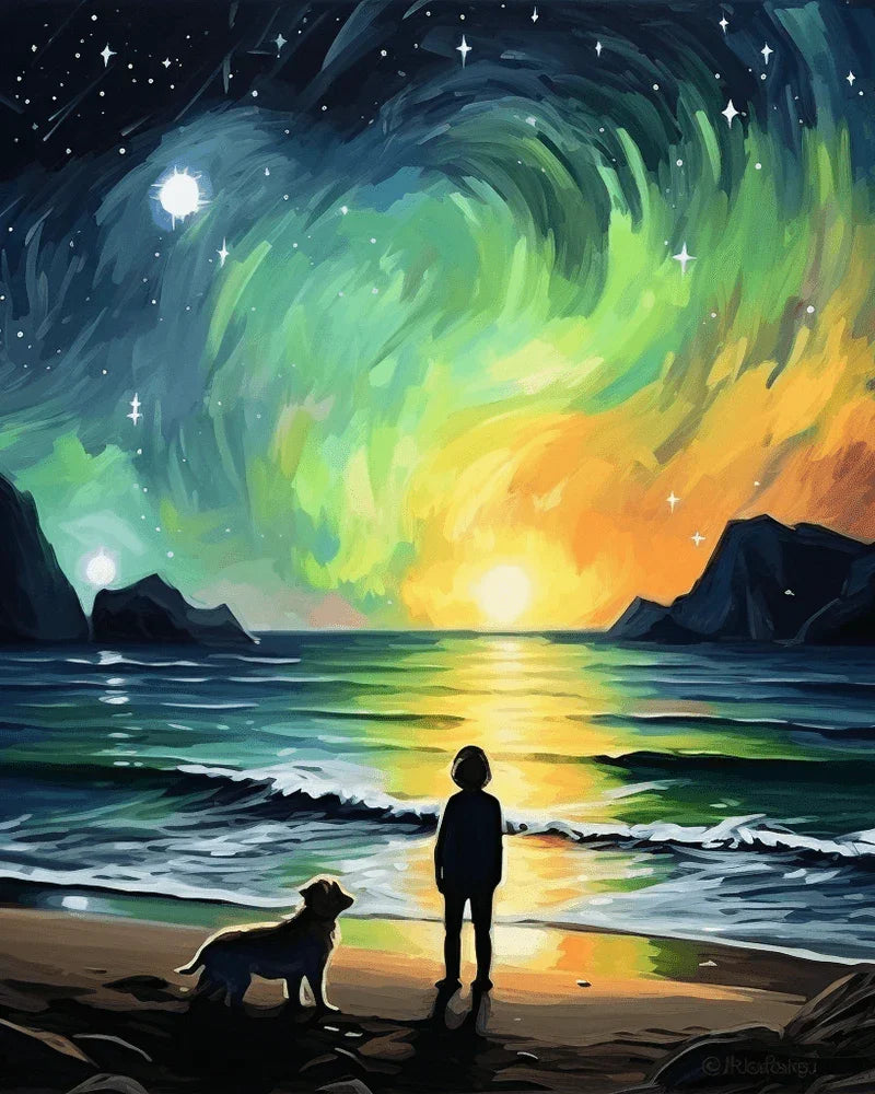 Boy by Seaside Paint by Numbers for Adults by Paintarthub