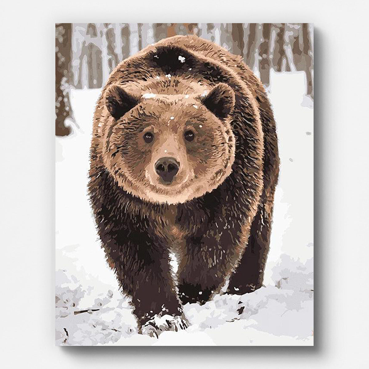 Brown Bear in the Snow Paint by Numbers for Adults by Paintarthub - Finished Wall Art