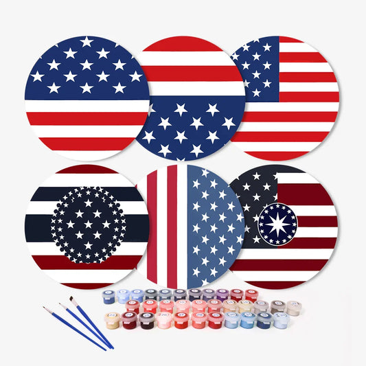 Paint by Numbers Placemats 6 Pieces - Patriotic Flag Free Shipping - Paintarthub