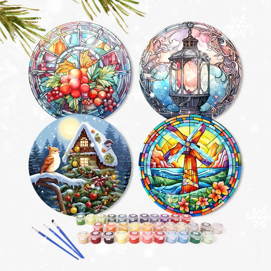 Paint by Numbers Placemats 4 Pieces - Happy Christmas Free Shipping - Paintarthub