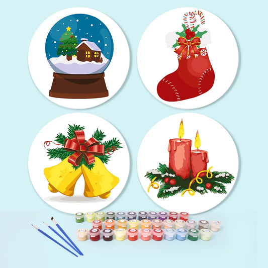 Paint by Numbers Placemats 4 Pieces - Christmas Decorations Free Shipping - Paintarthub