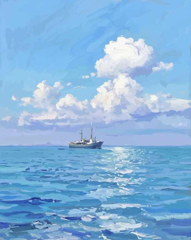 Calm Ocean Sail Paint by Numbers for Adults by Paintarthub