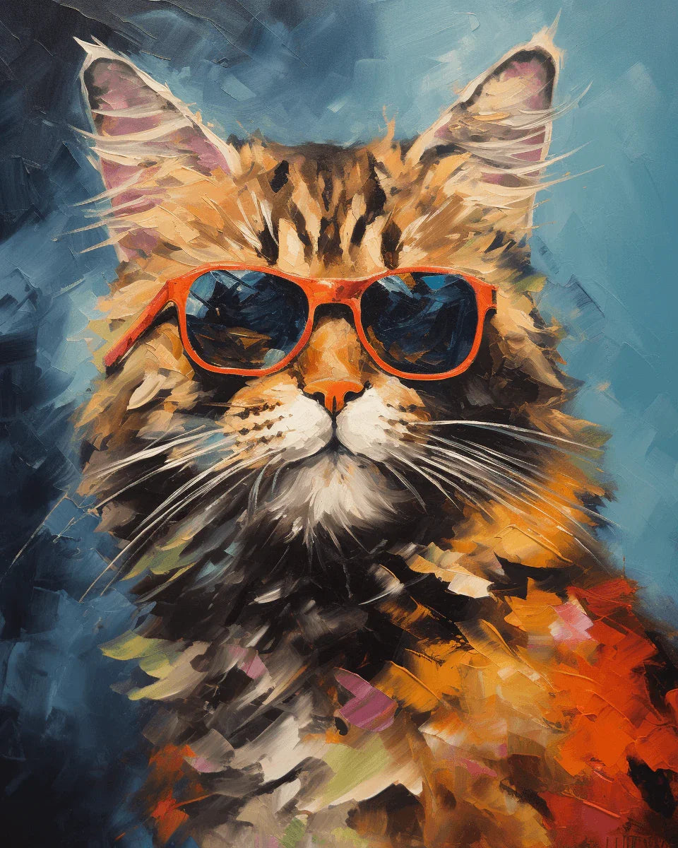 Cat Wearing Sunglasses Paint by Numbers for Adults by Paintarthub
