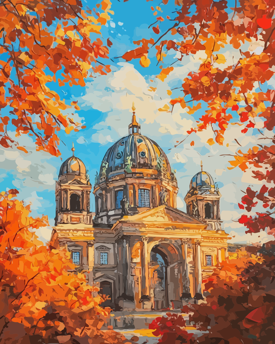 Cathedral Autumn Paint by Numbers for Adults by Paintarthub