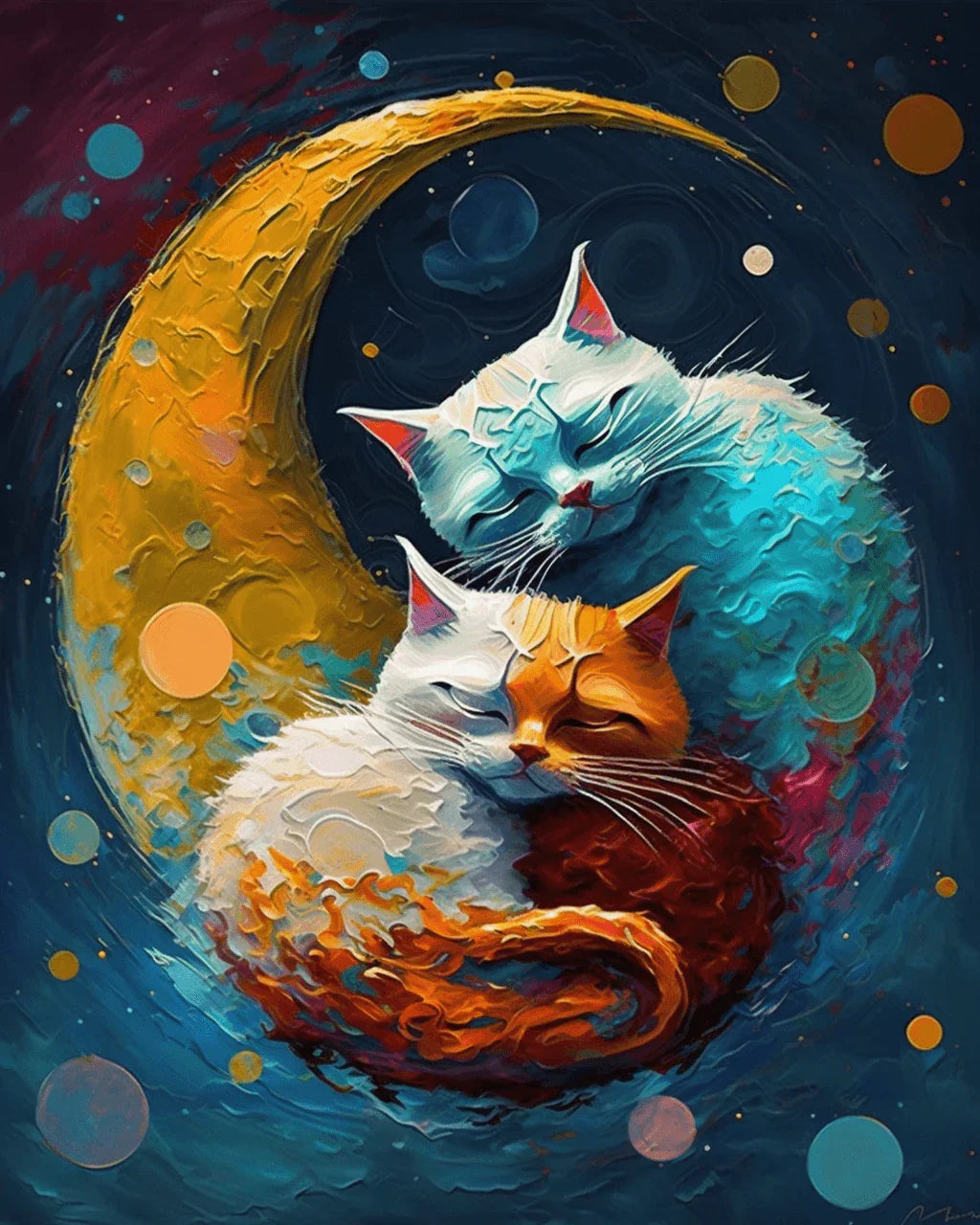 Cats Lying on The Moon Paint by Number for Adults by Paintarthub
