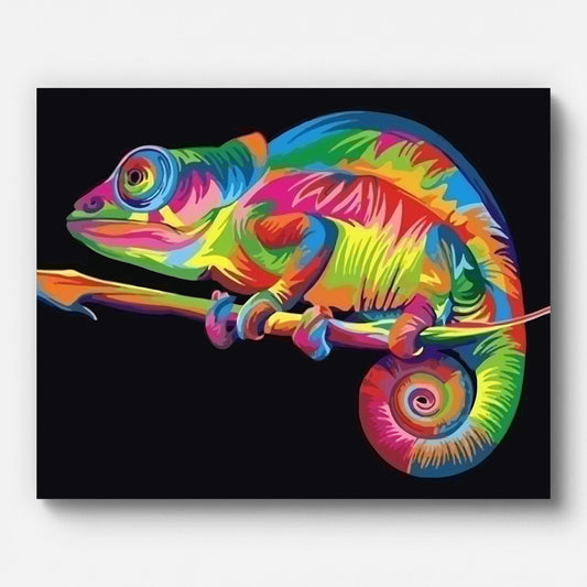Chameleon Paint by Numbers for Adults by Paintarthub - Finished Wall Art