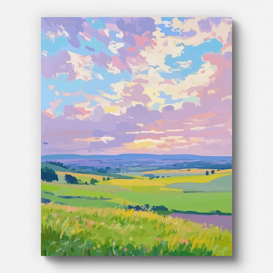 Colorful Countryside Sunset Paint by Numbers for Adults by Paintarthub - Finished Wall Art