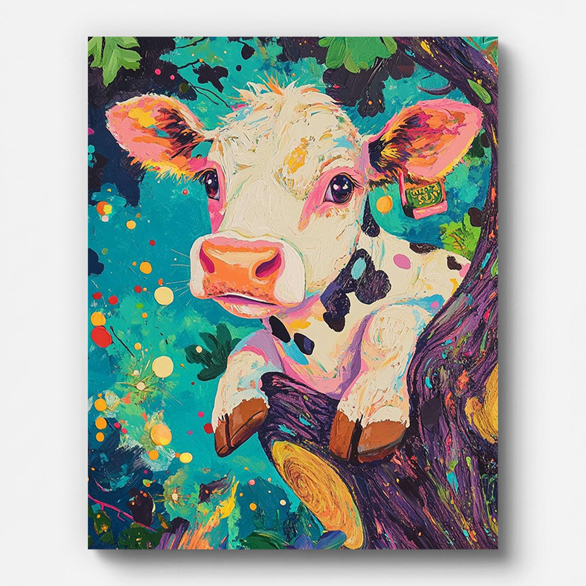 Colorful Cow Paint by Numbers for Adults by Paintarthub - Finished Wall Art