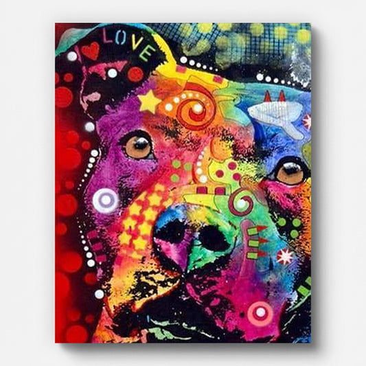 Colorful Dog Paint by Numbers for Adults by Paintarthub - Finished Wall Art